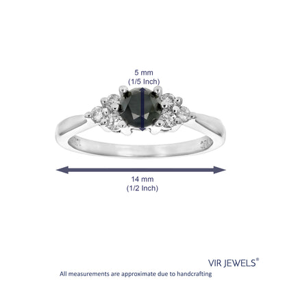 Black Diamond Side Engagement Ring