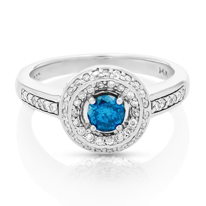 Blue Halo Diamond Engagement Ring