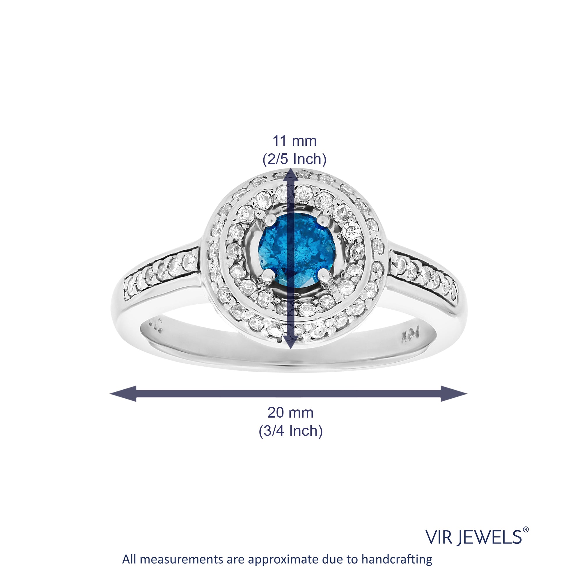 Blue Halo Diamond Engagement Ring