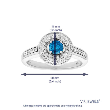 Blue Halo Diamond Engagement Ring