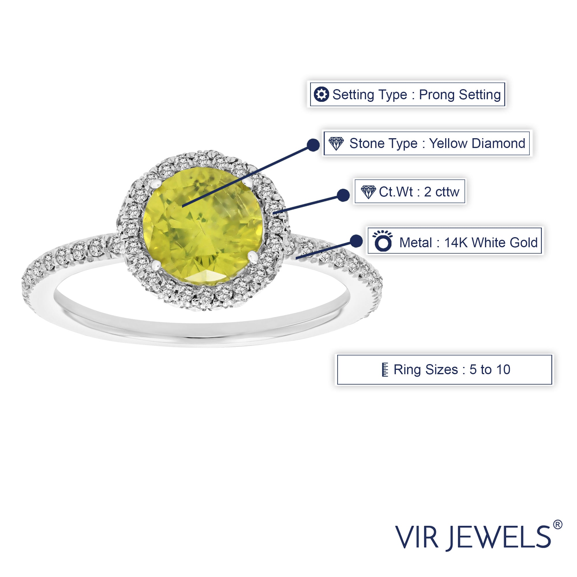 Yellow Solitaire Round Engagement Ring