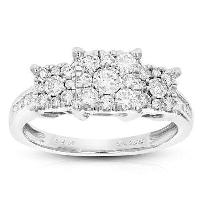 Cluster Three Stone Engagement Ring