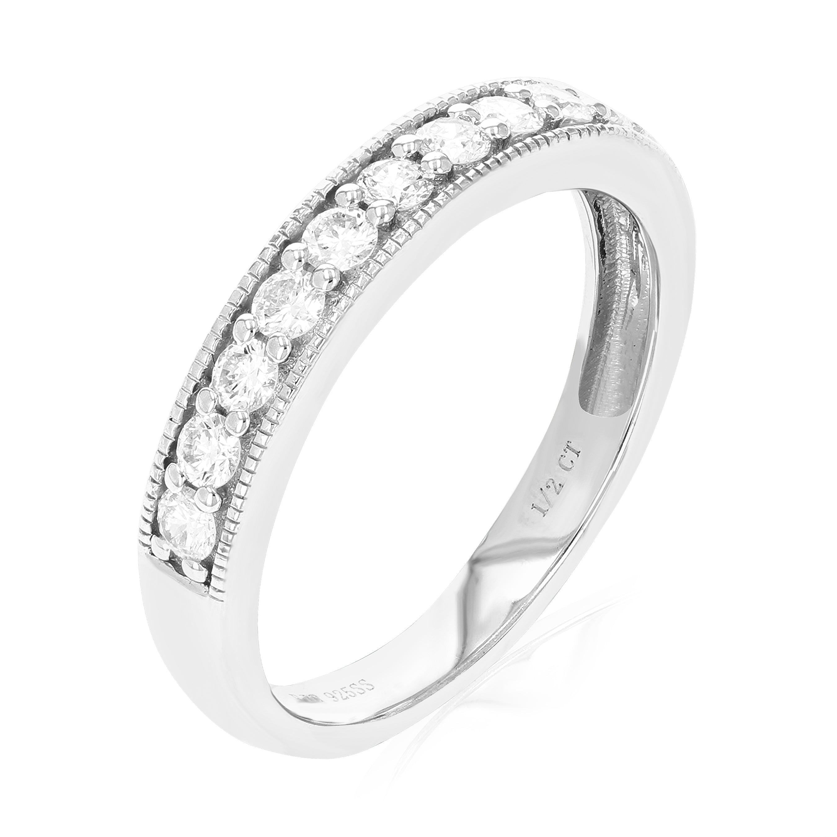 Milgrain Pave Diamond Wedding Band