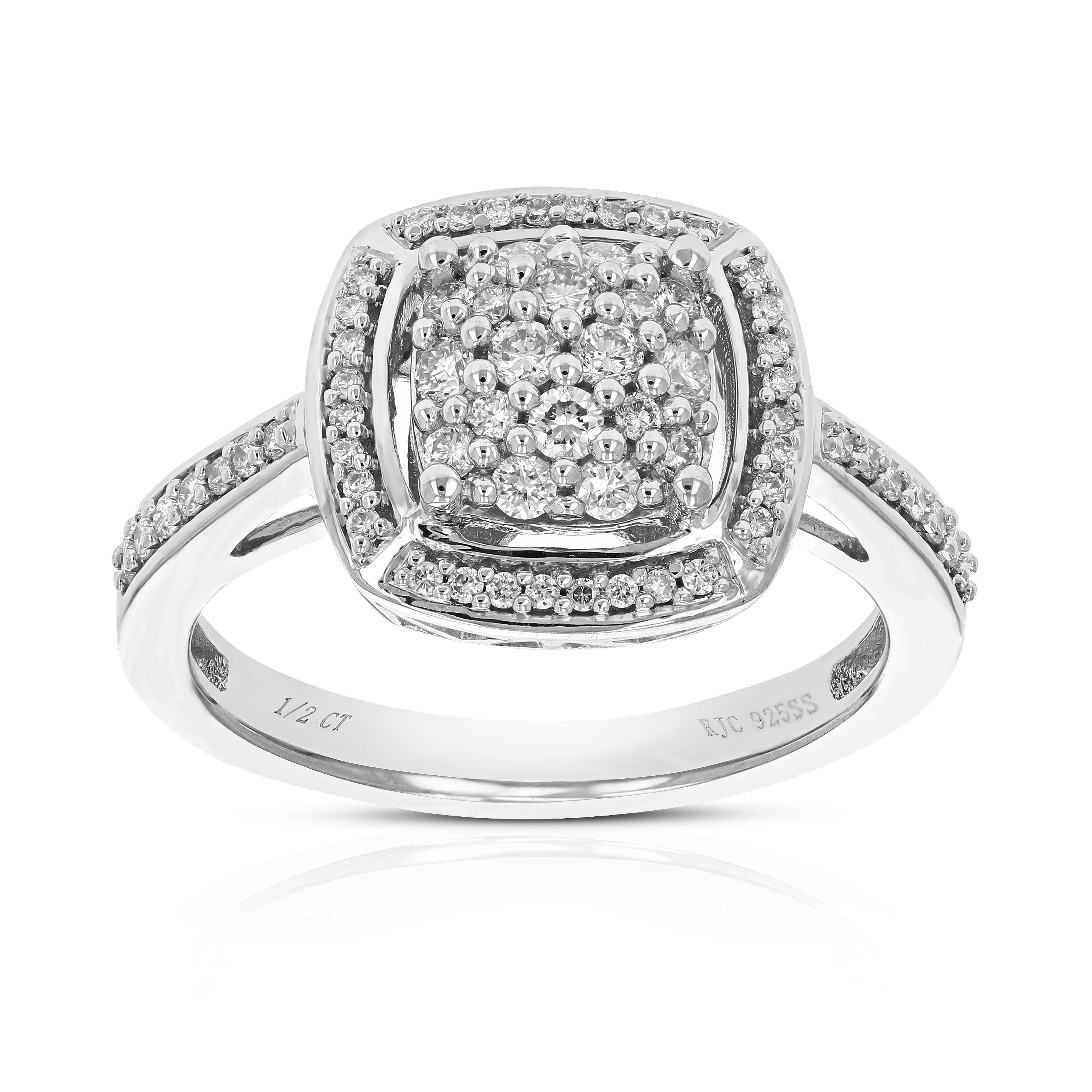 Cushion Cluster Diamond Engagement Ring