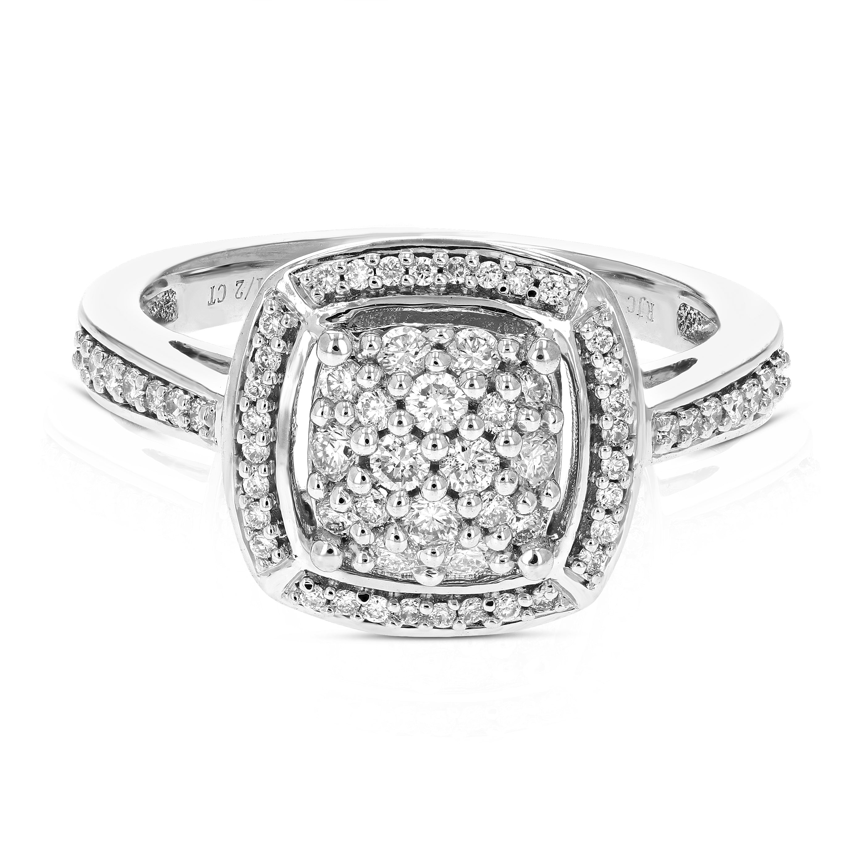 Cushion Cluster Diamond Engagement Ring