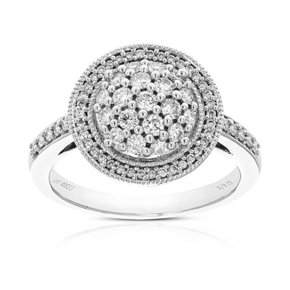 Round Cluster Diamond Engagement Ring