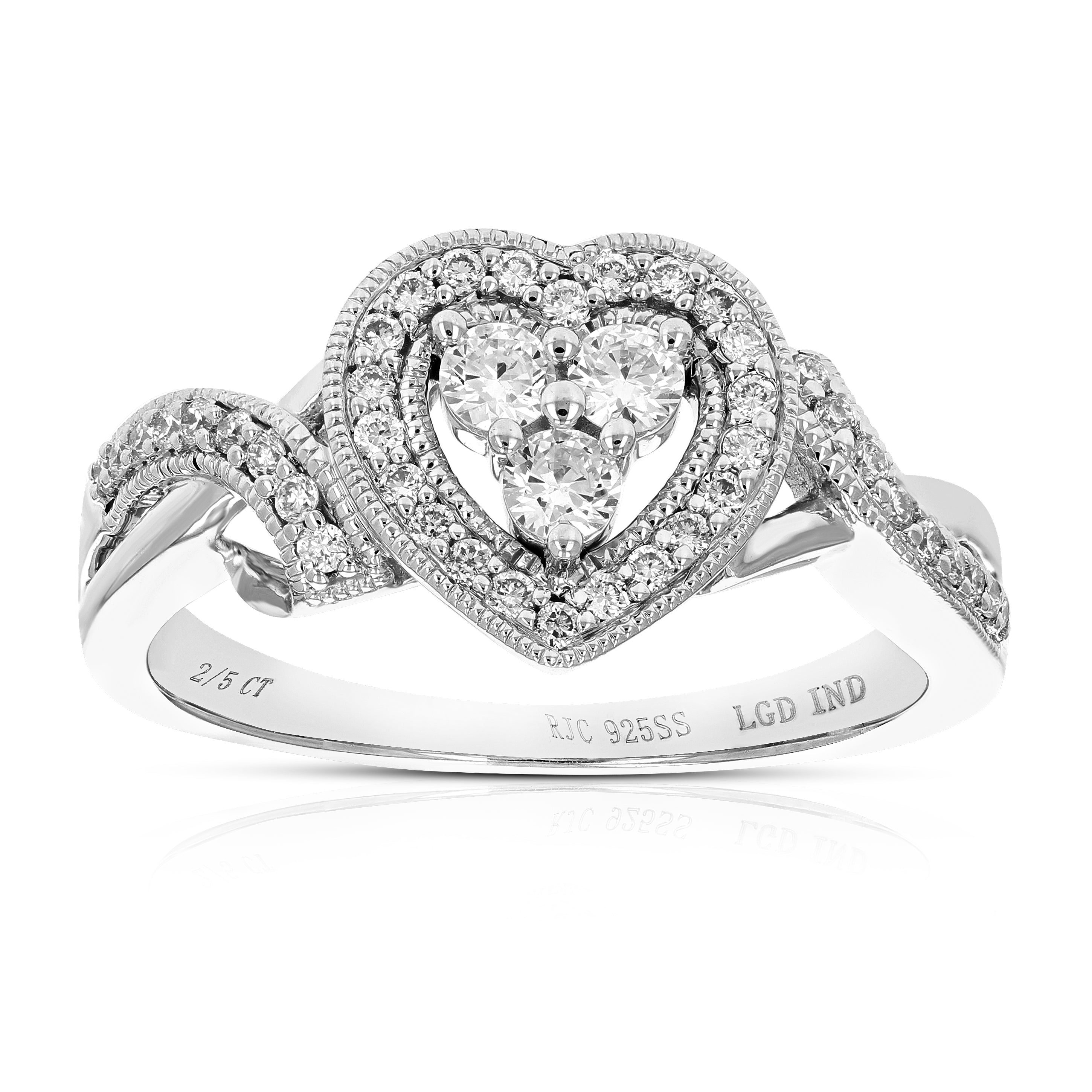 Cluster Diamond Heart Engagement Ring