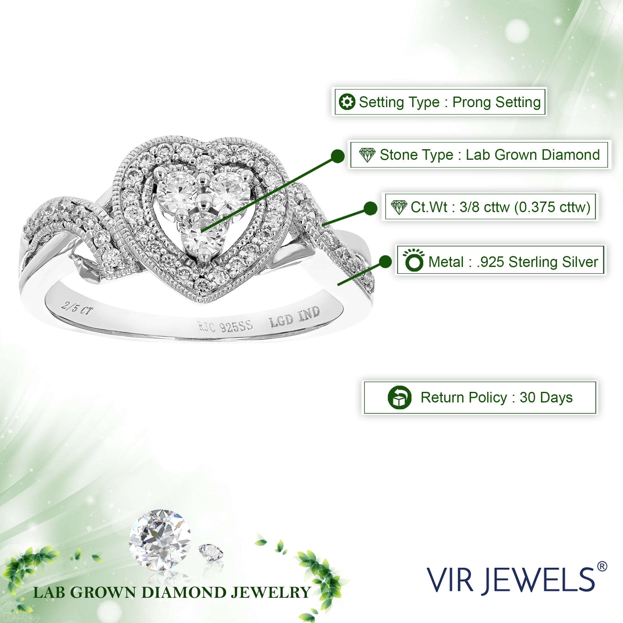 Cluster Diamond Heart Engagement Ring