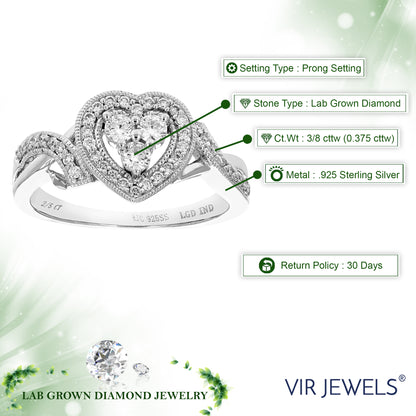 Cluster Diamond Heart Engagement Ring