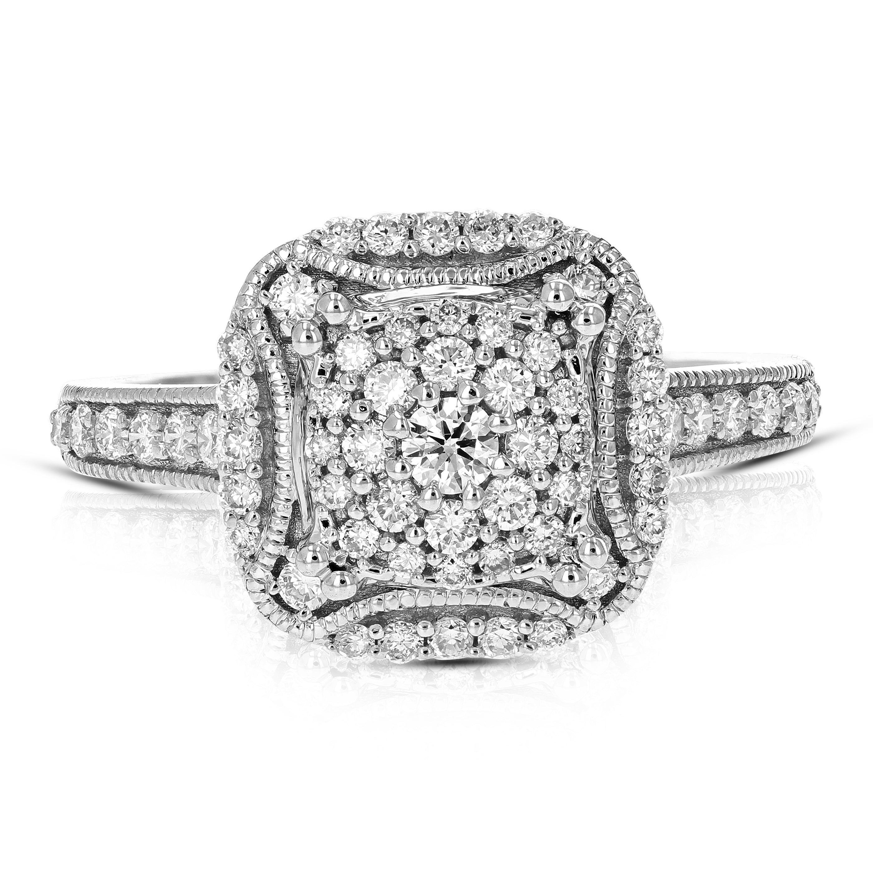 Cluster Cushion Diamond Engagement Ring