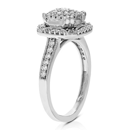 Cluster Cushion Diamond Engagement Ring