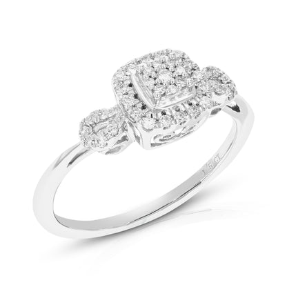 Three Stone Cushion Engagement Ring