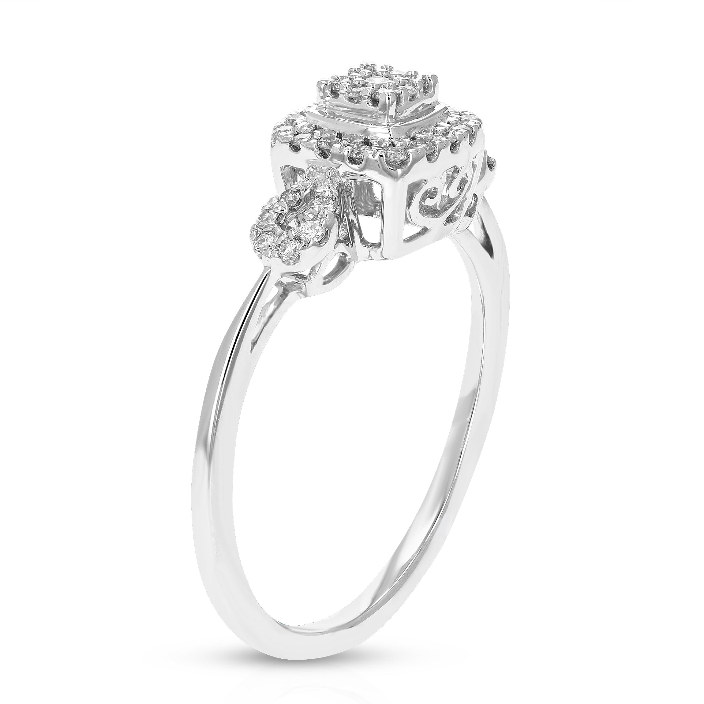 Three Stone Cushion Engagement Ring