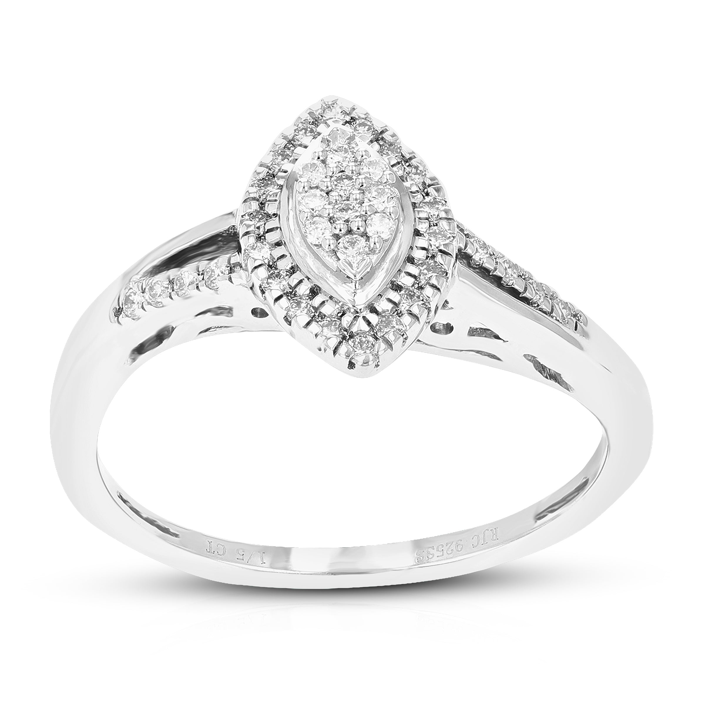 Cross Over Marquise Halo Engagement Ring