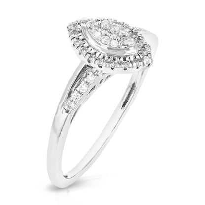 Cross Over Marquise Halo Engagement Ring