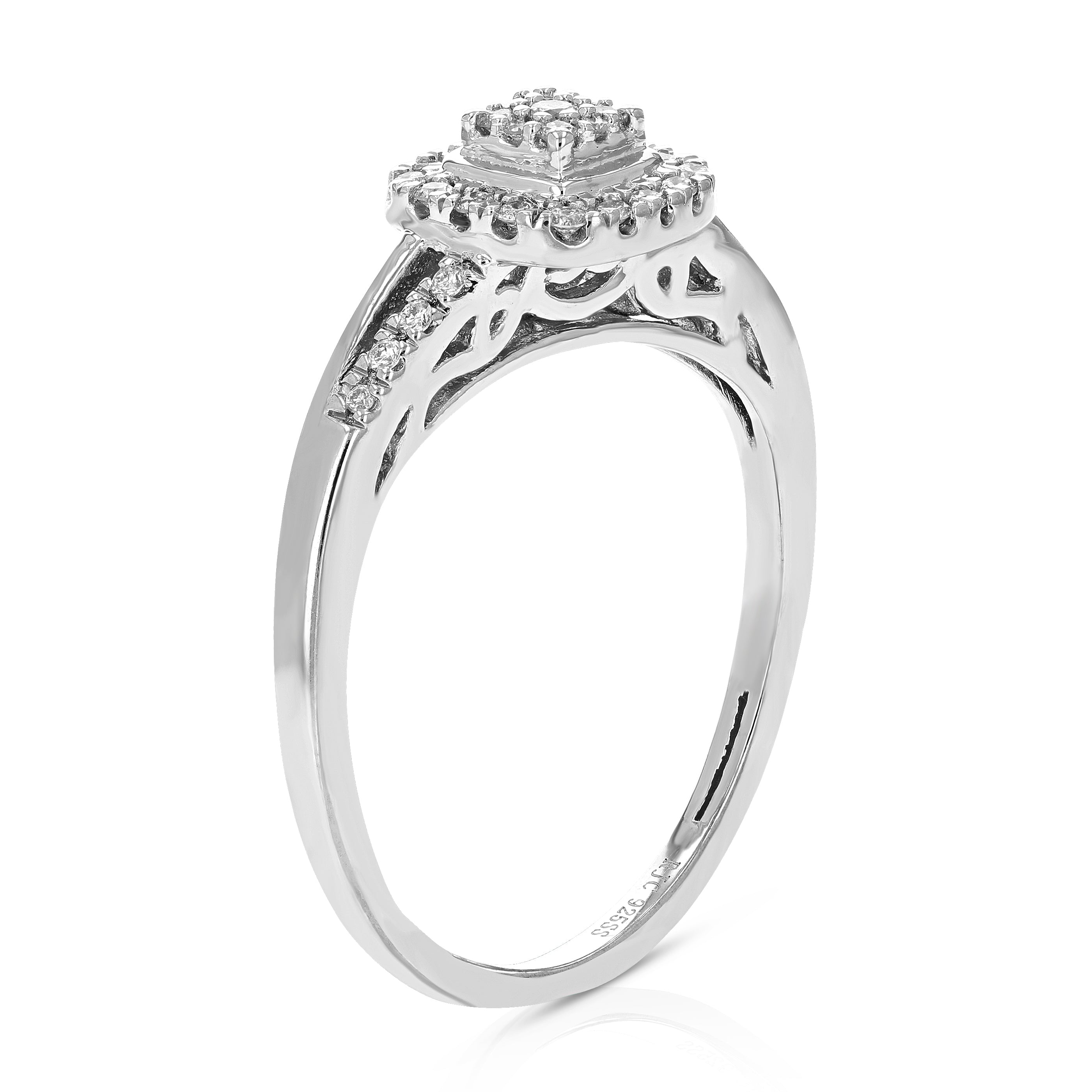 Cross Over Cushion Halo Engagement Ring