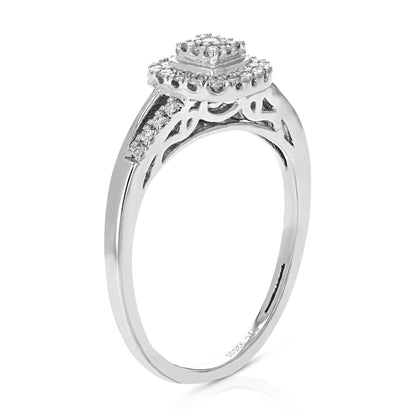 Cross Over Cushion Halo Engagement Ring