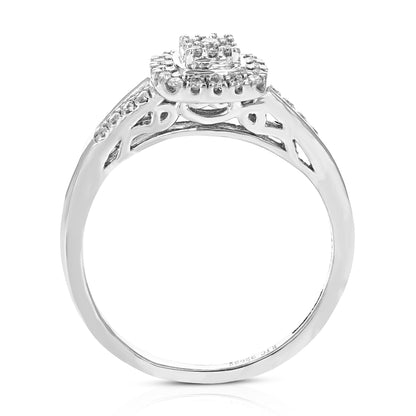 Cross Over Cushion Halo Engagement Ring