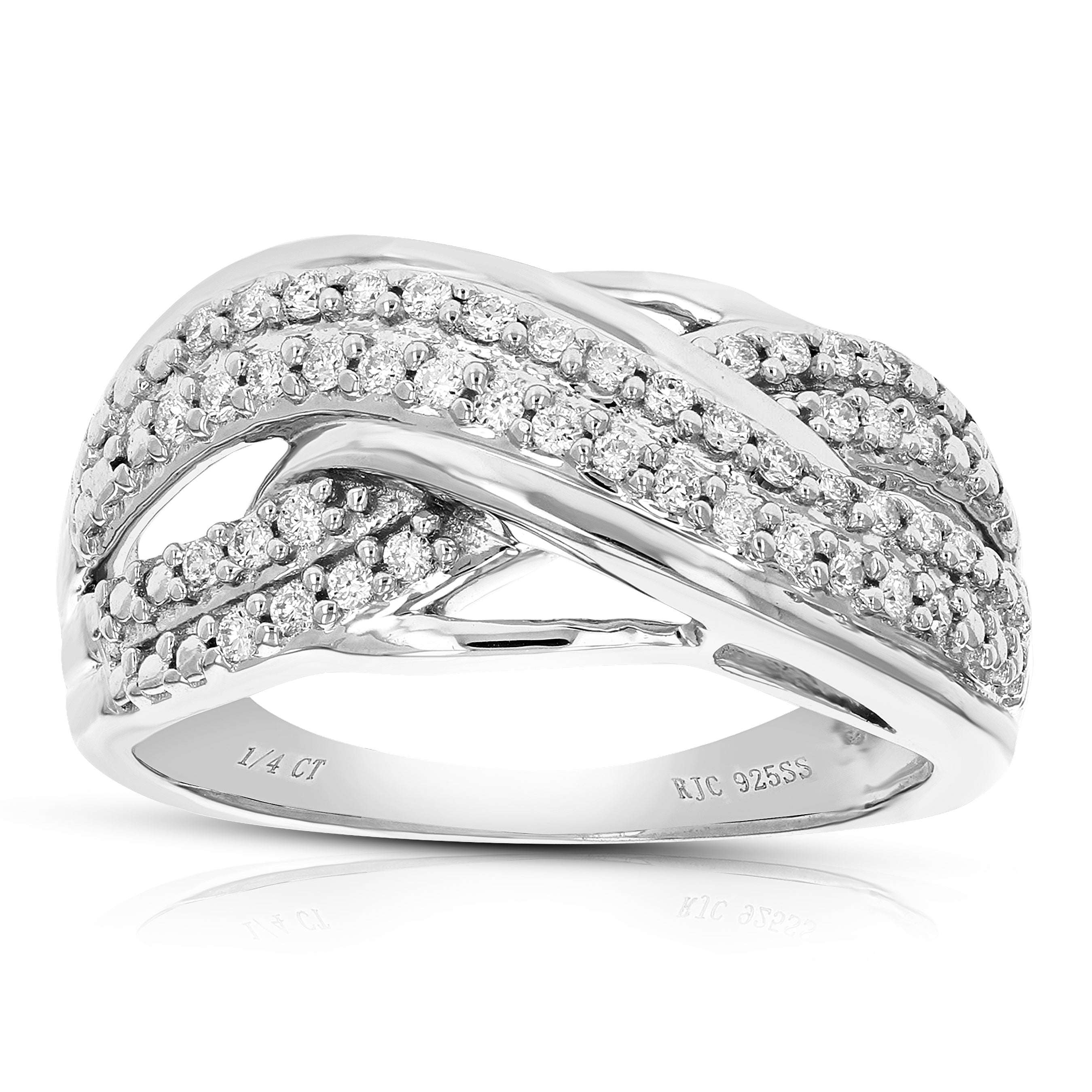 Diamond Wedding Cross Over Band