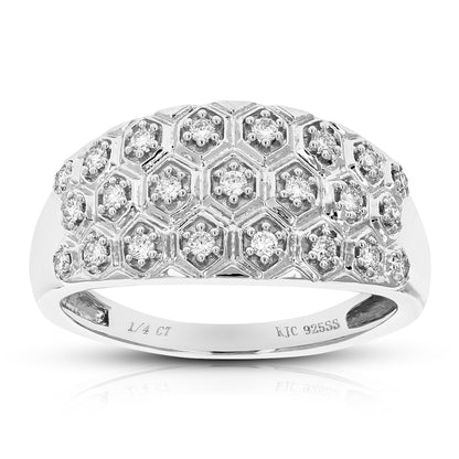 Hexagon Dome Diamond Wedding Band