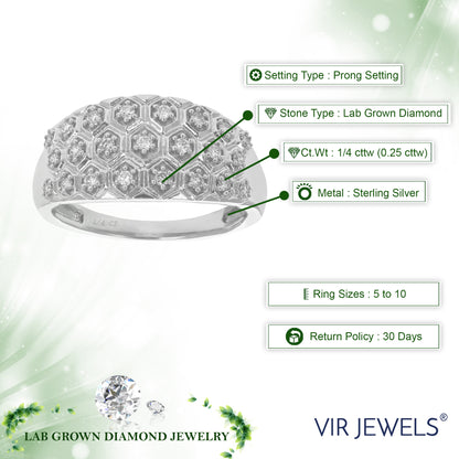 Hexagon Dome Diamond Wedding Band