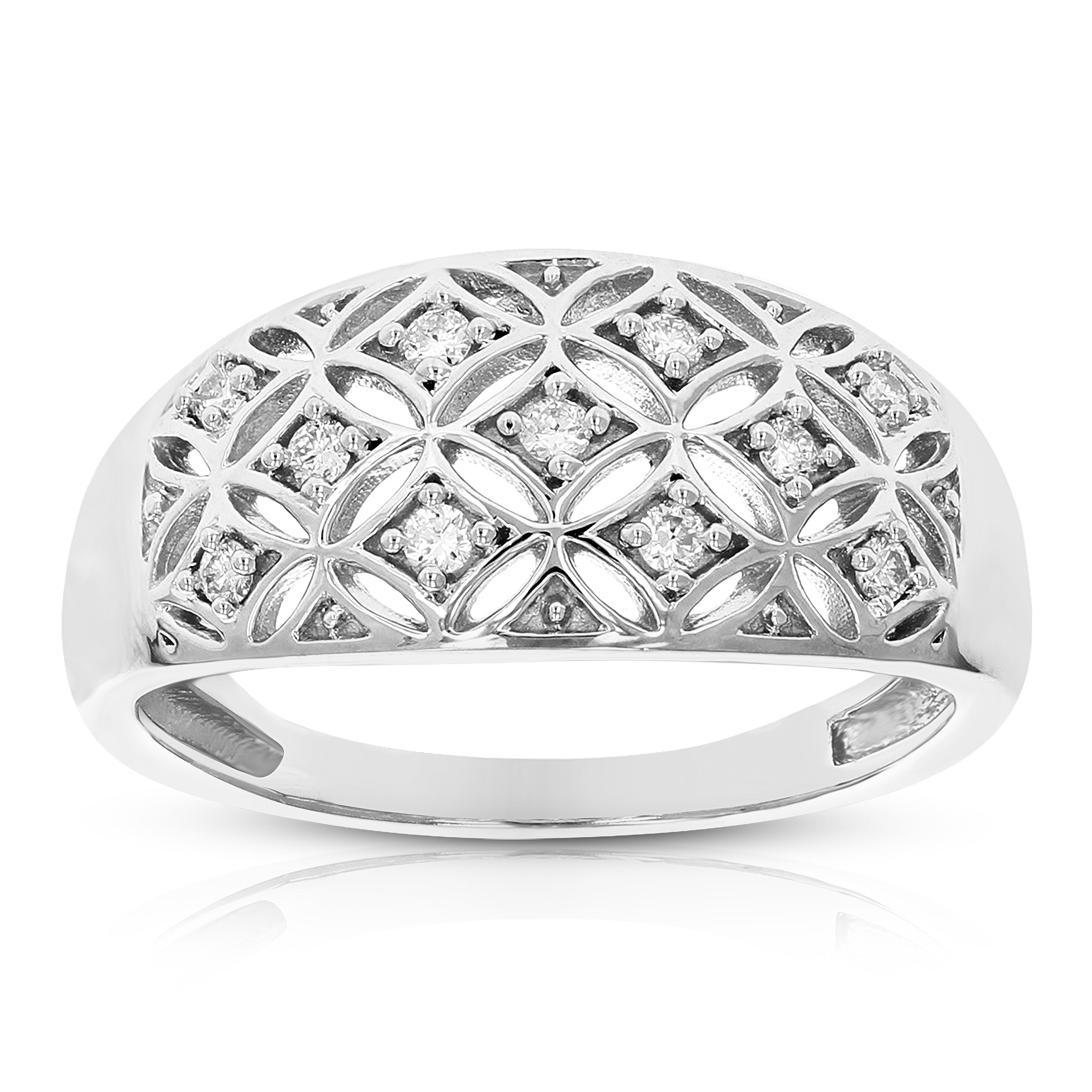 Floral Dome Diamond Wedding Band