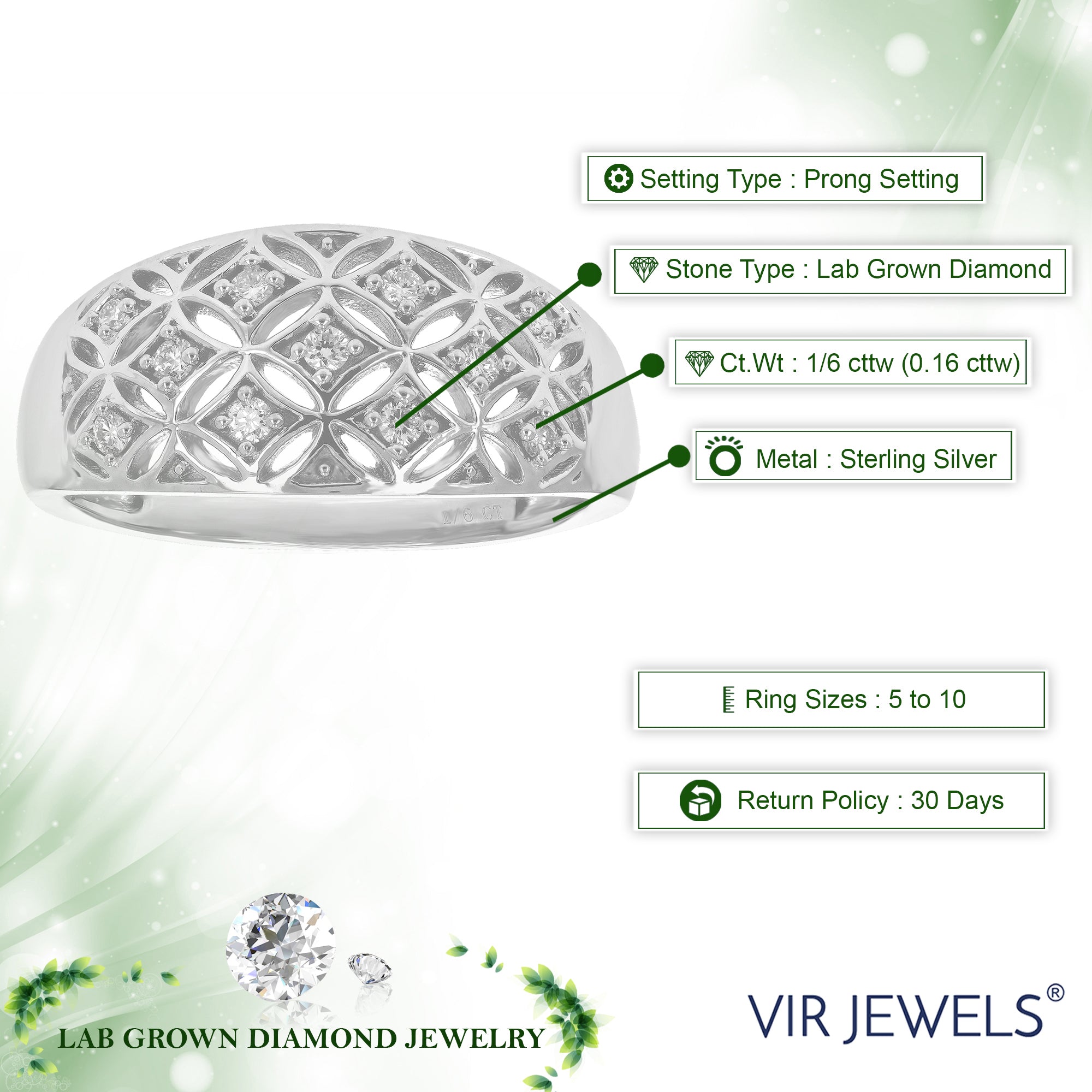 Floral Dome Diamond Wedding Band