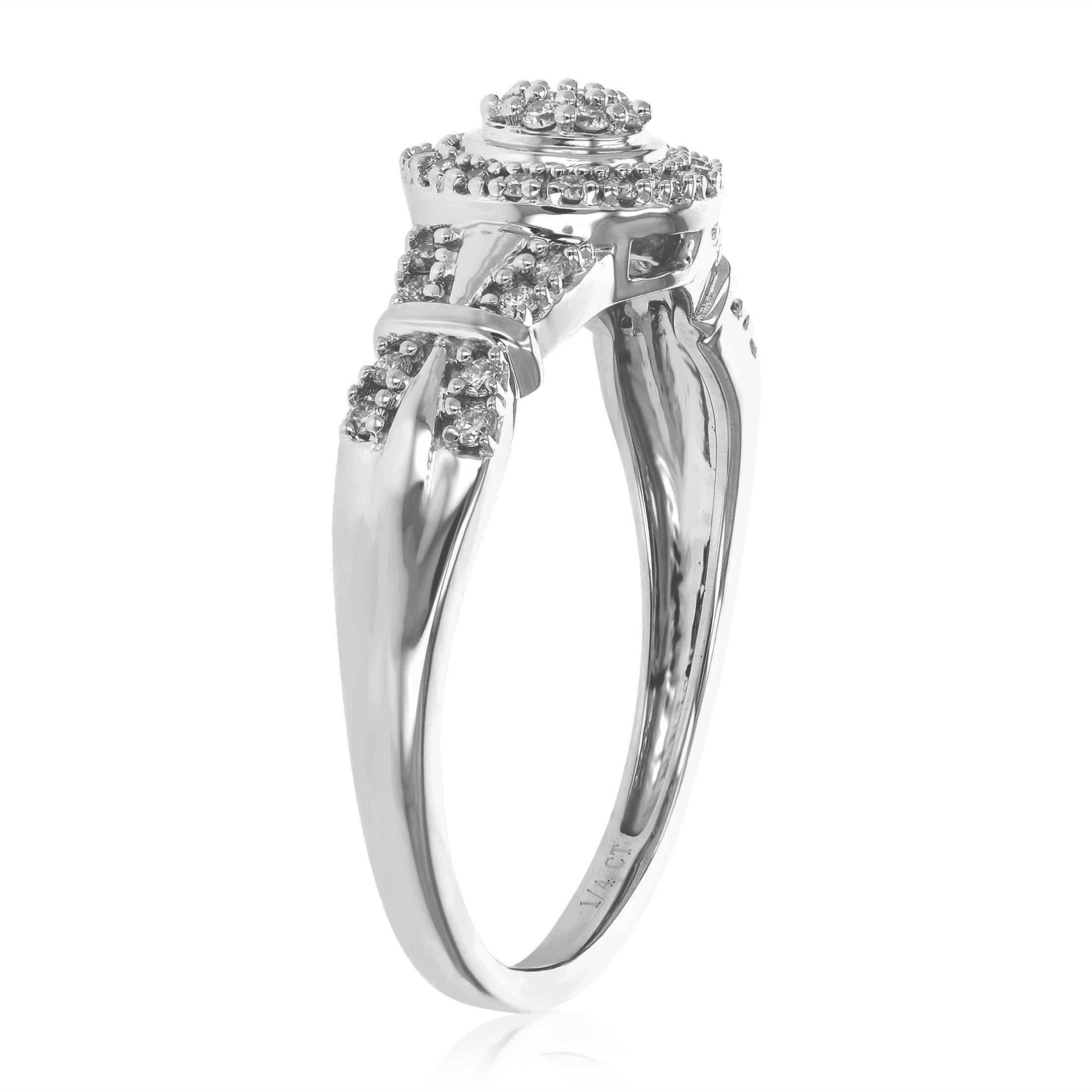 Double Row Round Halo Engagement Ring