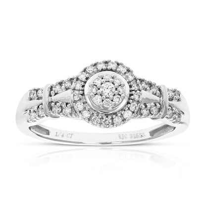 Double Row Round Halo Engagement Ring