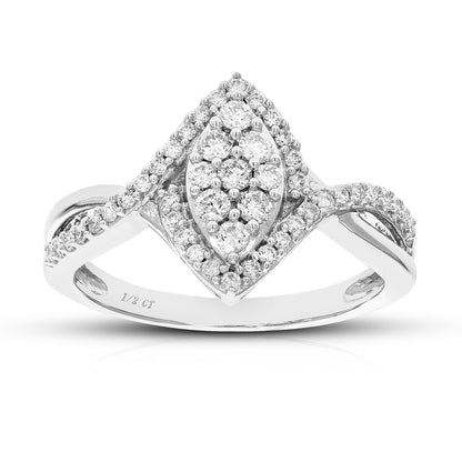 Twisted Marquise Halo Engagement Ring