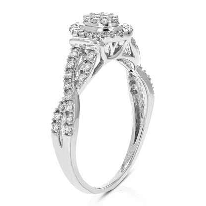 Twisted Oval Diamond Engagement Ring