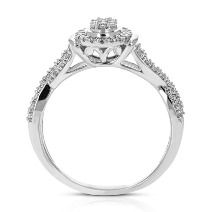 Twisted Oval Diamond Engagement Ring