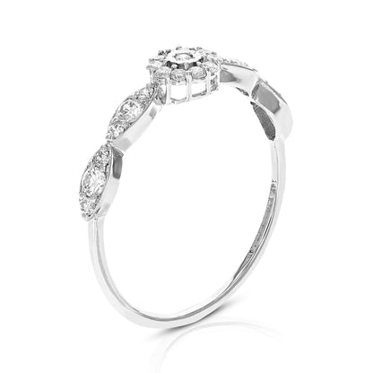 1/3 cttw Wedding Engagement Ring for Women, Round Lab Grown Diamond Ring in 14K White Gold, Prong Setting