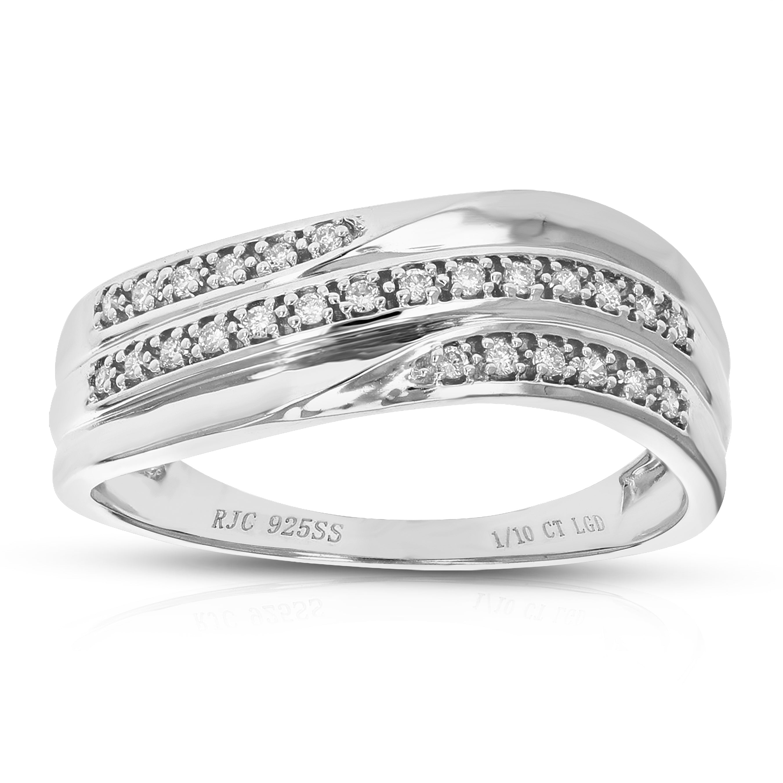 Diamond Three Row Wedding Band