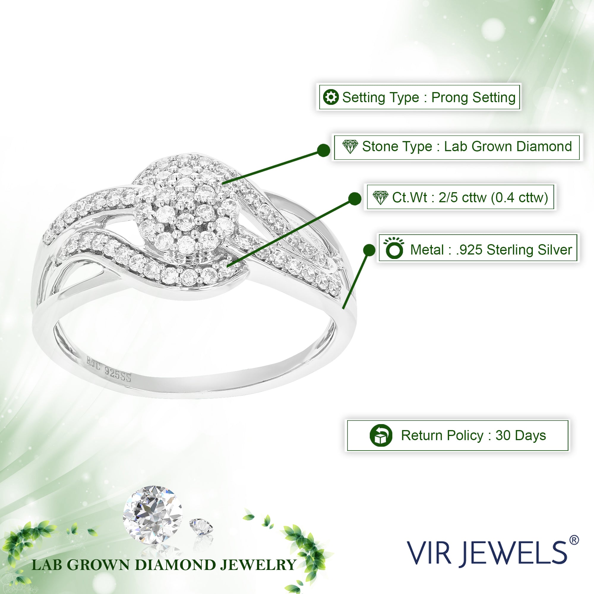 Diamond Braid Cluster Engagement Ring