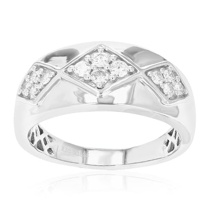 Three Cluster Diamond Wedding Band