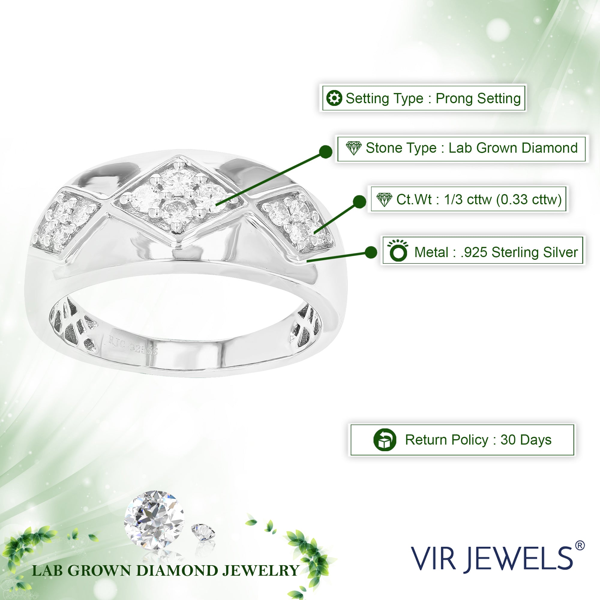 Three Cluster Diamond Wedding Band