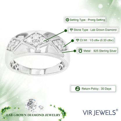 Three Cluster Diamond Wedding Band