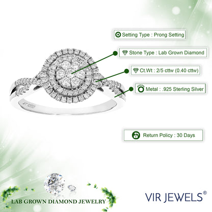 Diamond Round Halo Twisted Ring