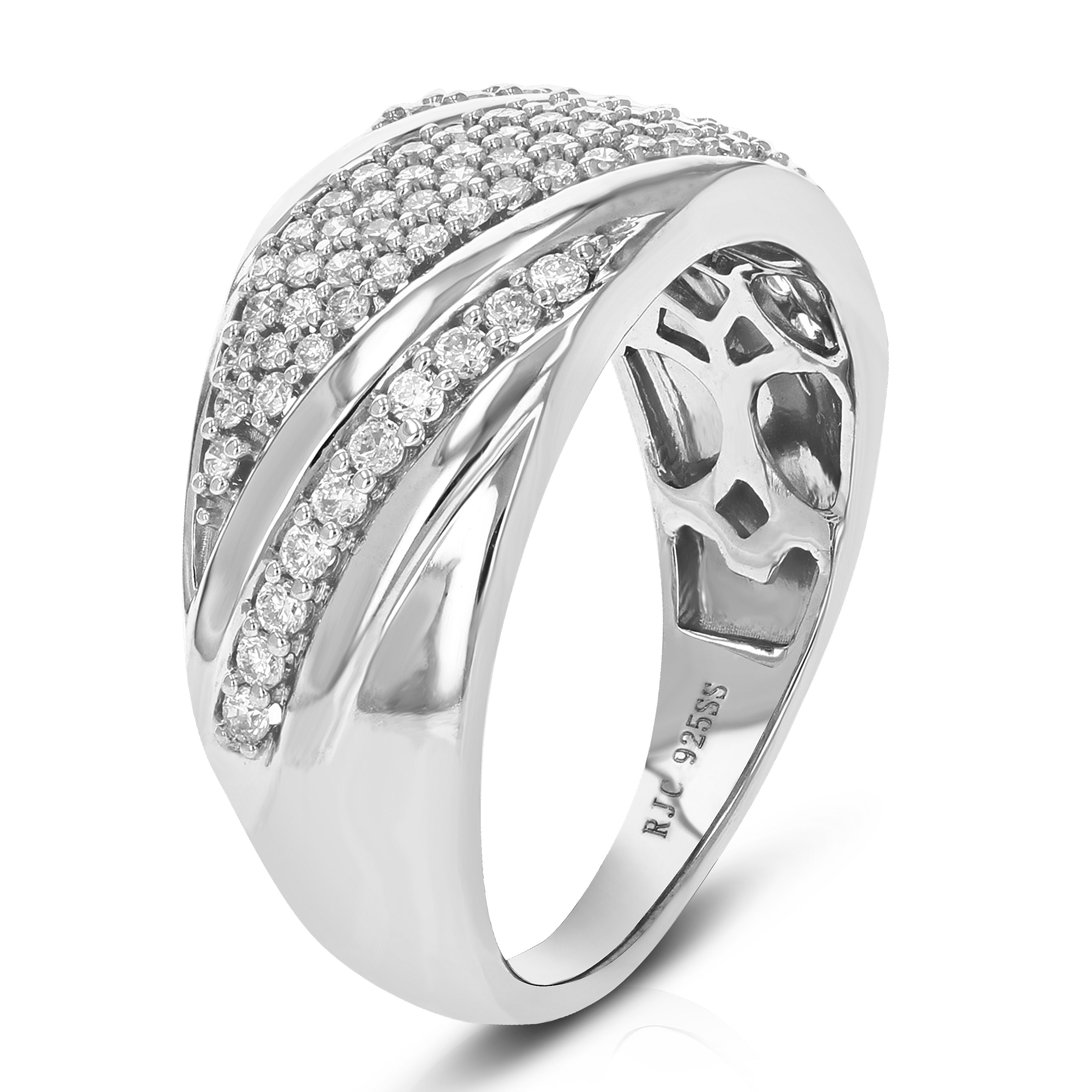 Multi Line Diamond Wedding Band