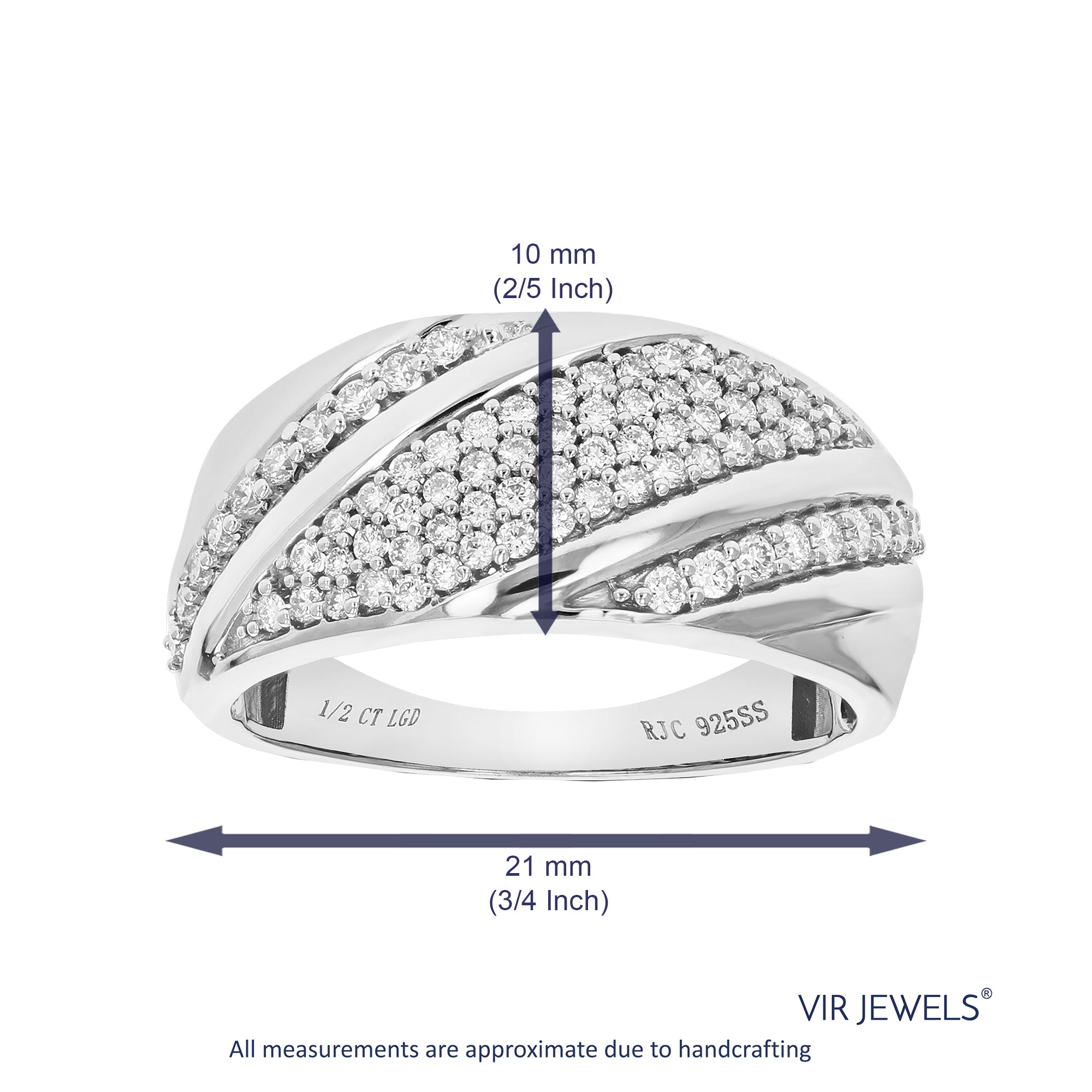 Multi Line Diamond Wedding Band