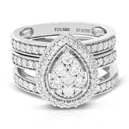 Multi Row Pear Diamond Bridal Set