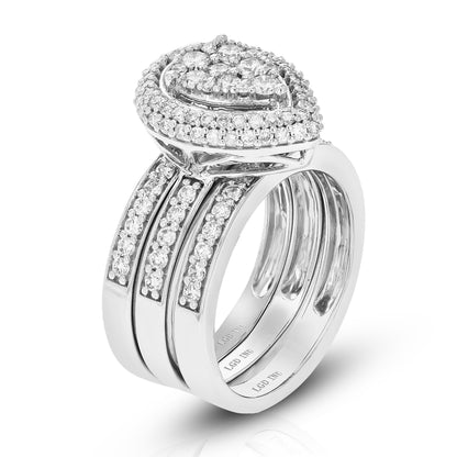 Multi Row Pear Diamond Bridal Set