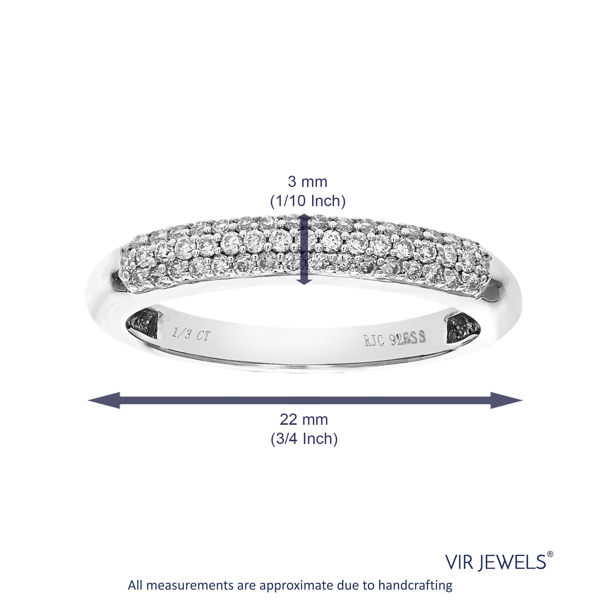 Three Row Diamond Wedding Band