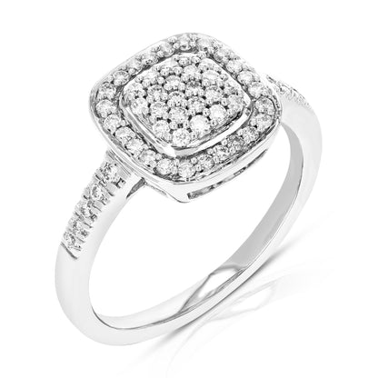 Cushion Cluster Diamond Engagement Ring