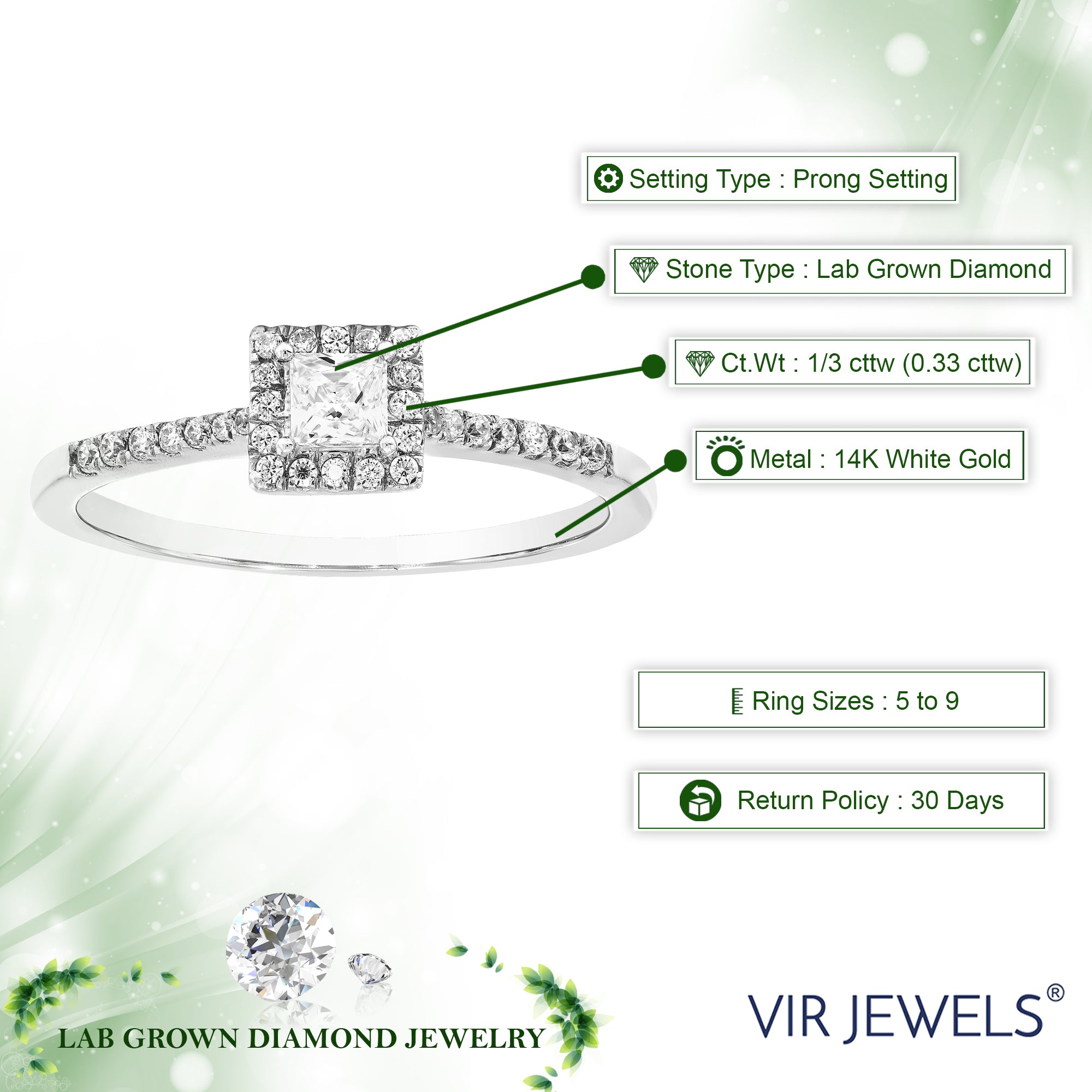 Princess Diamond Solitaire & Side Stone Ring