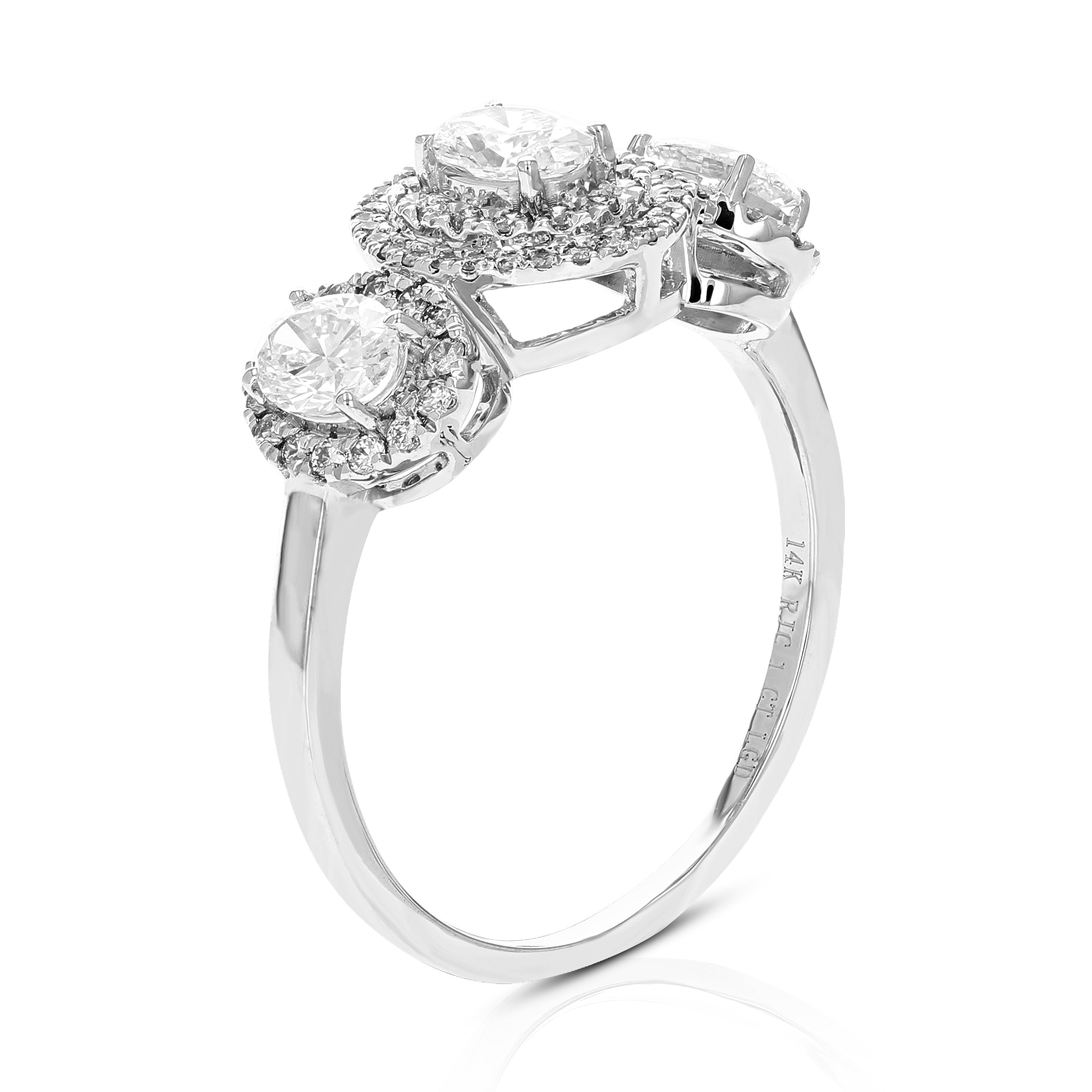 1 cttw Wedding Engagement Ring for Women, Round Lab Grown Engagement Ring in 14K White Gold, Prong Set