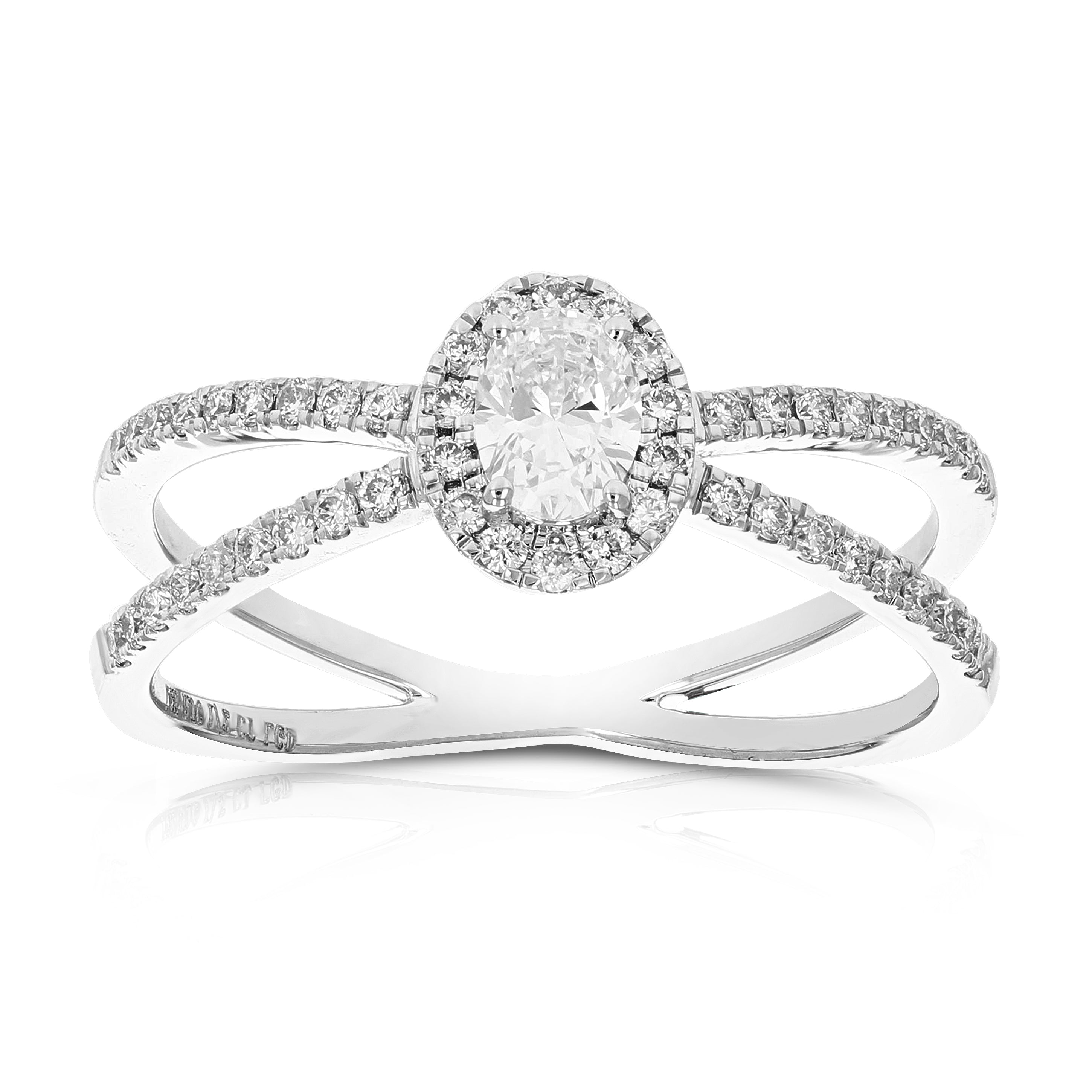 1/2 cttw Lab Grown Diamond Oval Solitaire Ring in 14K White Gold
