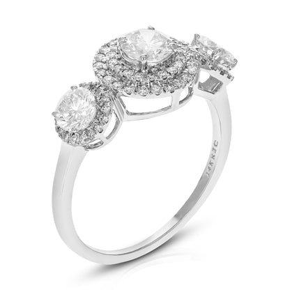 Round Cut 3 Stone Engagement Ring