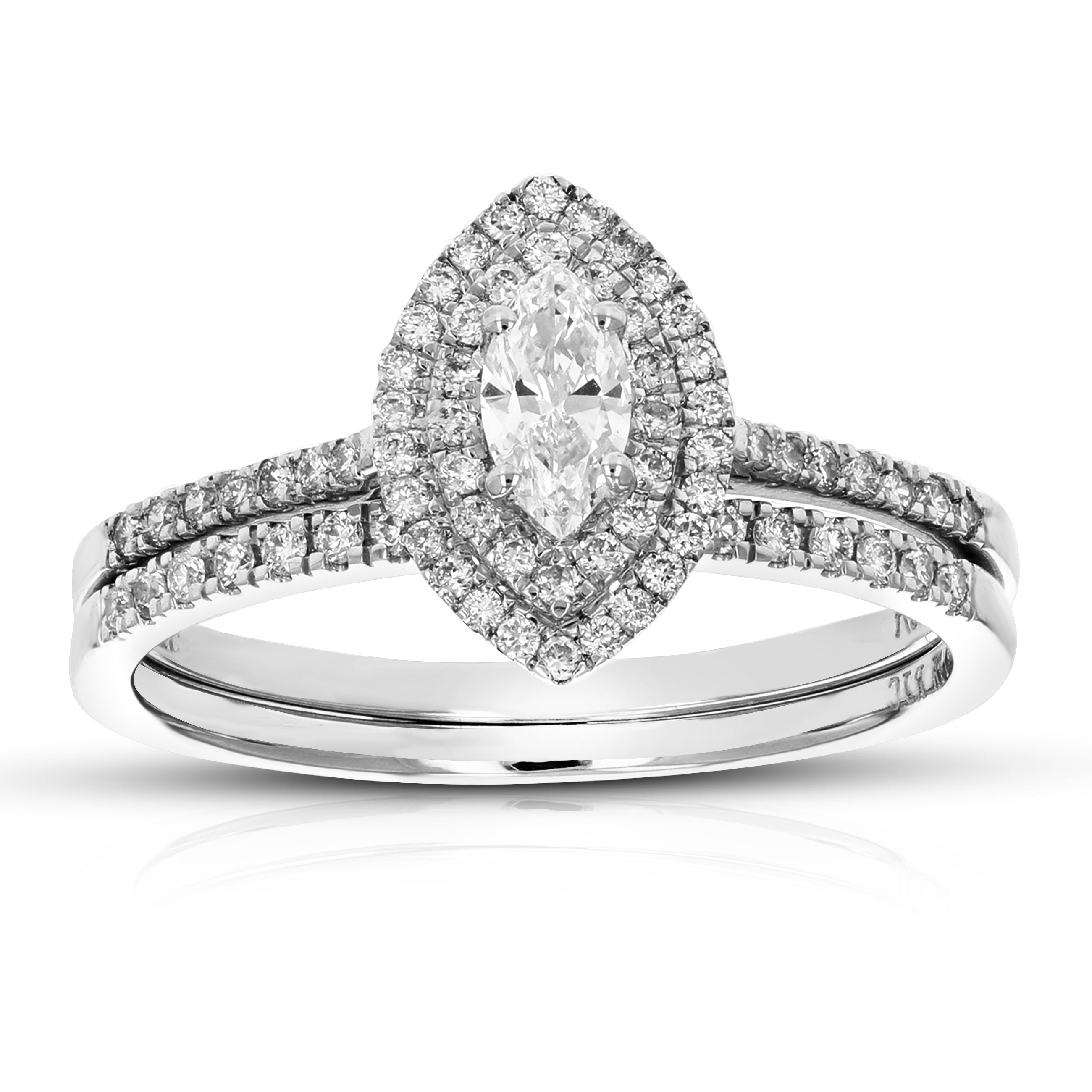 Marquise Halo Composite Diamond Bridal Set